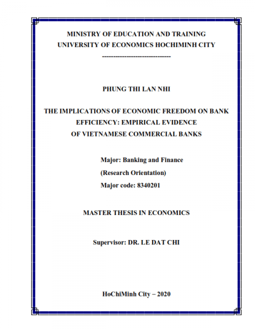 ThS02.162_The implications of economic freedom on bank efficiency An empirical evidence of Vietnamese commercial banks