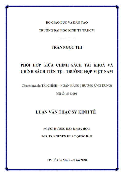 ThS02.170_Phối hợp giữa chính sách tài khoá và chính sách tiền tệ - Trường hợp Việt Nam