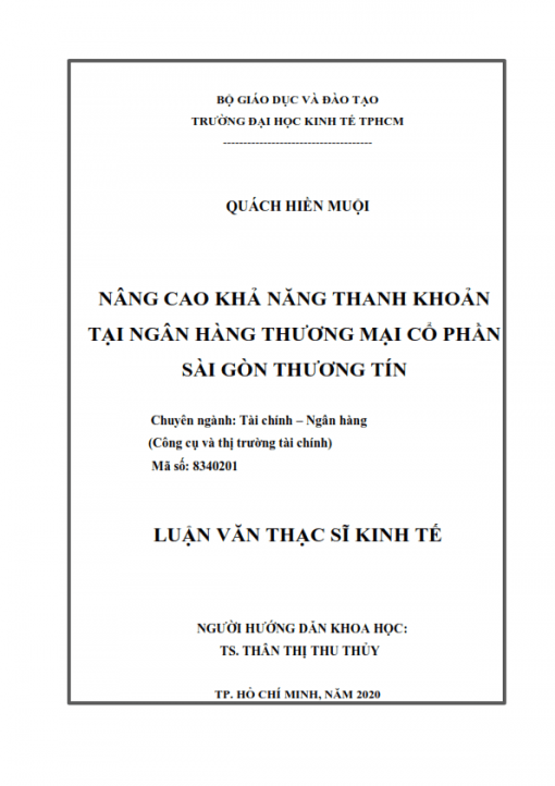 ThS02.171_Nâng cao khả năng thanh khoản tại Ngân hàng thương mại cổ phần Sài Gòn Thương Tín