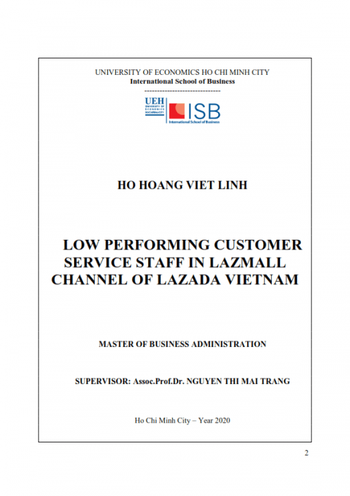 ThS08.069_Low performing customer service staff in Lazmall Channel of Lazada Vietnam