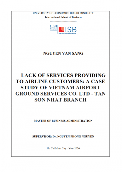 ThS08.077_Lack of services providing to airline customers a case study of Vietnam Airport Ground Services Co. Ltd - Tan Son Nhat branch