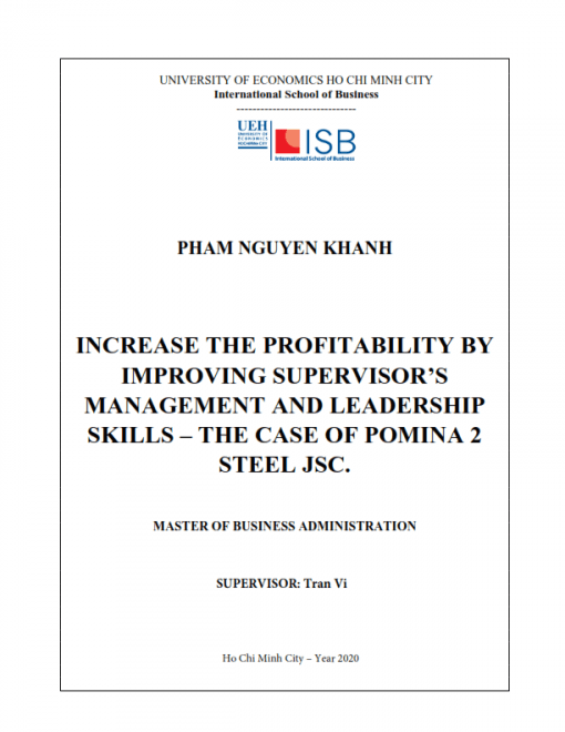 ThS08.086_Increase the profitability by improving supervisor’s management and leadership skills – the case of Pomina 2 Steel JSC