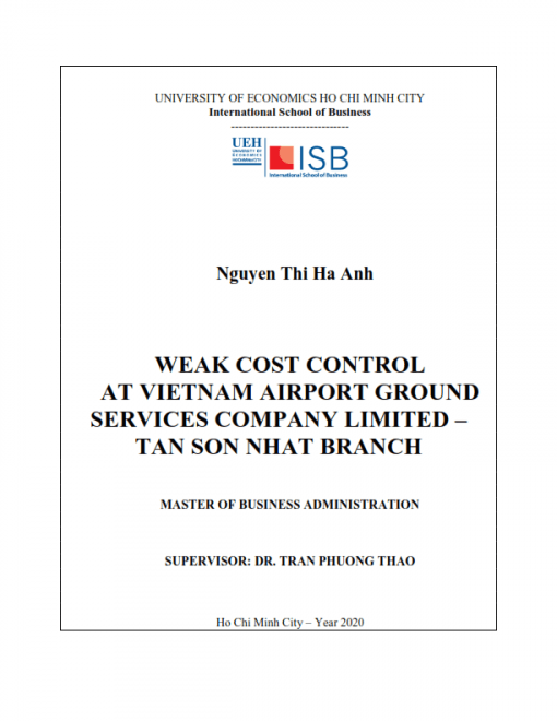 ThS08.089_Weak cost control at Vietnam Airport Ground Services Company Limited – Tan Son Nhat branch