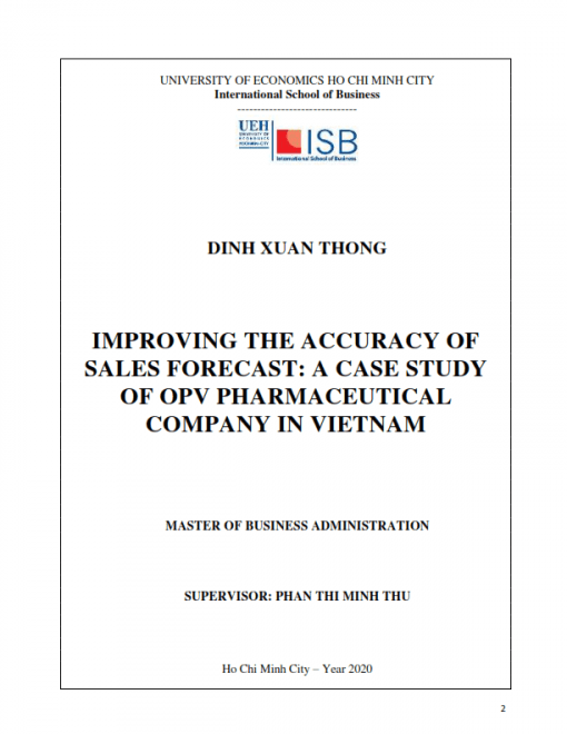 ThS08.100_Improving the accuracy of sales forecast a case study of OPV Pharmaceutical Company in Vietnam