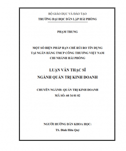 ThS02.187_Một số biện pháp hạn chế rủi ro tín dụng tại Ngân hàng TMCPCông thương Việt nam – Chi nhánh Hải Phòng