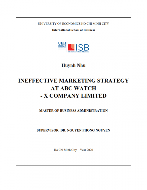 ThS01.195_Ineffective marketing strategy at ABC WATCH – X Company Limited