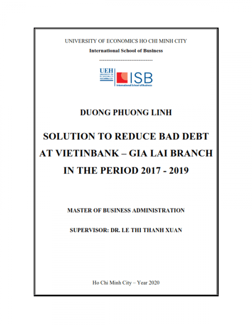 ThS08.109_Solution to reduce bad debt at Vietinbank – Gia Lai branch in the period 2017 - 2019