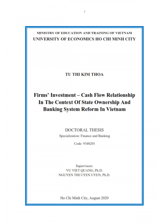 LA02.300_Firms’ investment – cash flow relationship in the context of State ownership and banking system reform in Vietnam