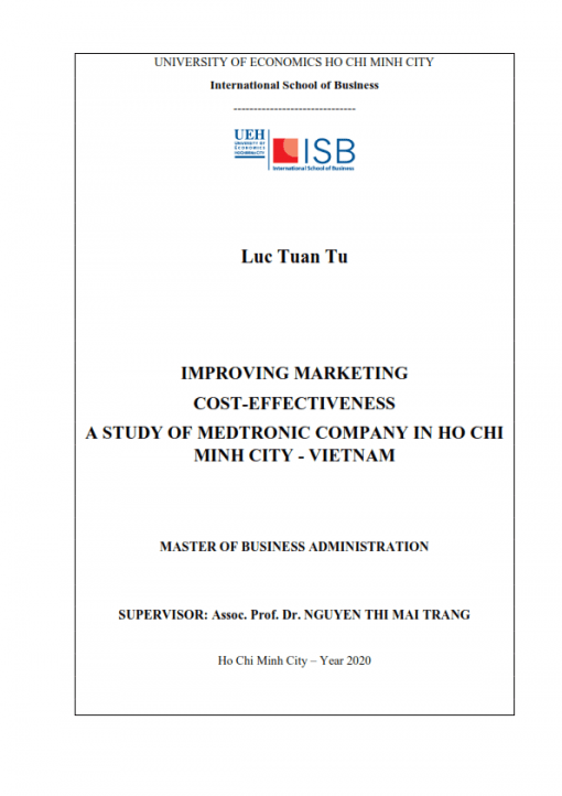 ThS08.146_Improving marketing cost-effectiveness a study of Medtronic Company in Ho Chi Minh City - Vietnam