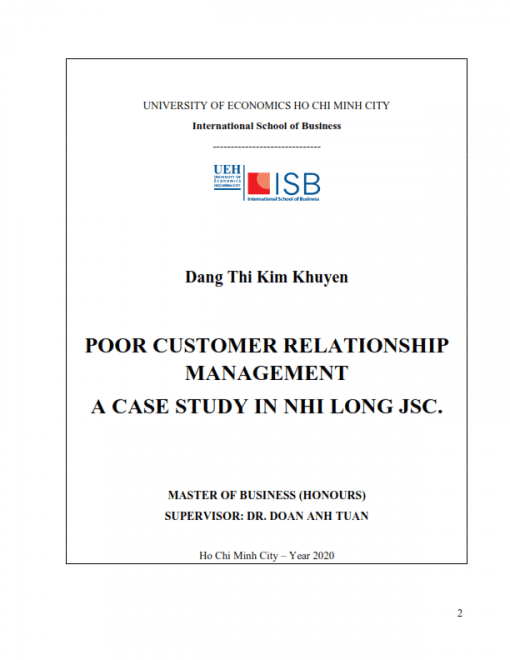 ThS08.148_Poor customer relationship management a case study in Nhi Long JSC