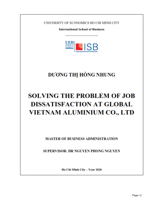 ThS08.155_Solving the problem of job dissatisfaction at Global Vietnam Aluminium Co., Ltd