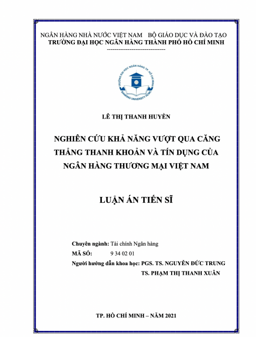 Nghiên cứu khả năng vượt qua thẳng thanh khoản và tín dụng của Ngân hàng thương mại Việt Nam