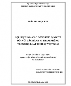 Nội luật hóa các Công ước quốc tế đối với các hành vi tham nhũng trong Bộ luật hình sự Việt Nam