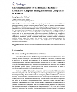 Empirical Research on the Influence Factors of Ecommerce Adoption among Ecommerce Companies in Vietnam