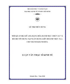 Mối Quan Hệ Giữa Đa Dạng Hóa Danh Mục Cho Vay Và Rủi Ro Tín Dụng Tại Ngân Hàng Liên Doanh Việt – Nga Chi Nhánh Khánh Hòa