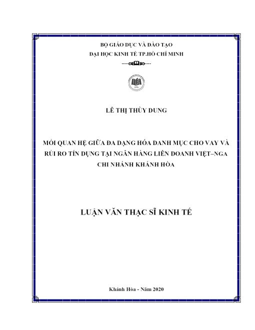 Mối Quan Hệ Giữa Đa Dạng Hóa Danh Mục Cho Vay Và Rủi Ro Tín Dụng Tại Ngân Hàng Liên Doanh Việt – Nga Chi Nhánh Khánh Hòa