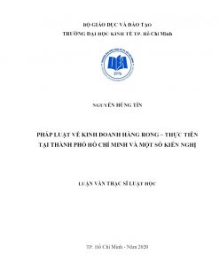 Pháp Luật Về Kinh Doanh Hàng Rong – Thực Tiễn Tại Thành Phố Hồ Chí Minh Và Một Số Kiến Nghị