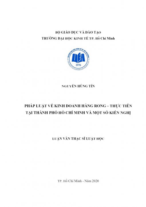 Pháp Luật Về Kinh Doanh Hàng Rong – Thực Tiễn Tại Thành Phố Hồ Chí Minh Và Một Số Kiến Nghị