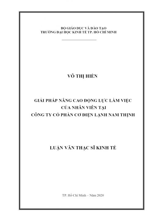 Giải Pháp Nâng Cao Động Lực Làm Việc Của Nhân Viên Tại Công Ty Cổ Phần Cơ Điện Lạnh Nam Thịnh