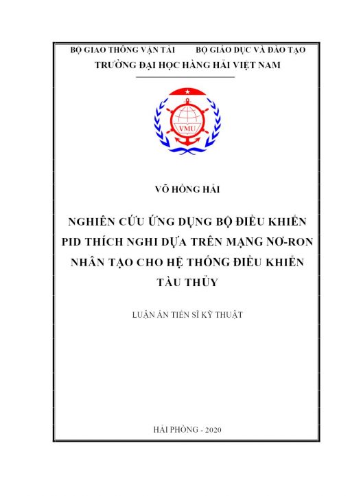 Nghiên Cứu Ứng Dụng Bộ Điều Khiển Pid Thích Nghi Dựa Trên Mạng Nơ-Ron Nhân Tạo Cho Hệ Thống Điều Khiển Tàu Thủy