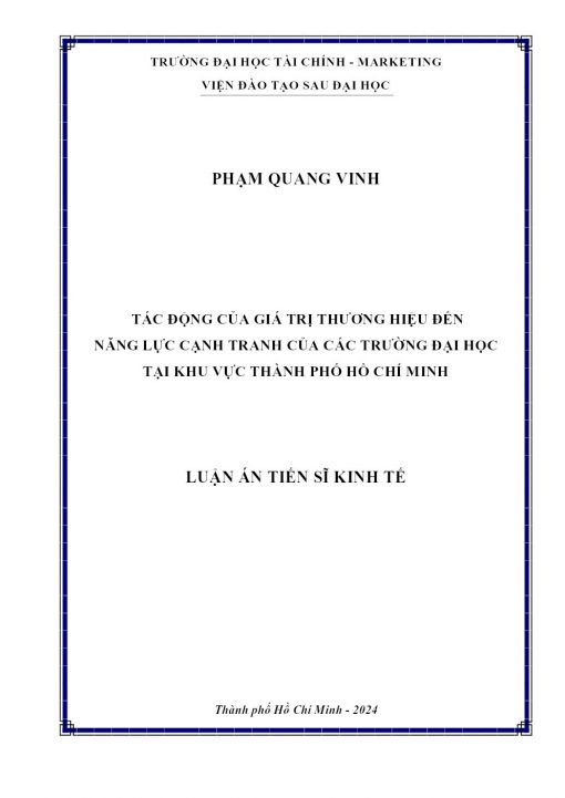 Tác Động Của Giá Trị Thương Hiệu Đến Năng Lực Cạnh Tranh Của Các Tr ờng Đại Họctại Khu Vực Thành Phố Hồ Chí Minh