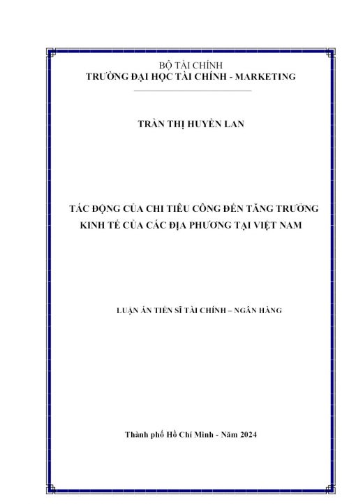 Tác động của chi tiêu công đến tăng trưởng kinh tế của các địa phương tại Việt Nam