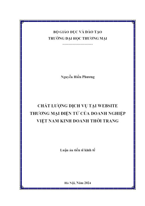 Chất Lượng Dịch Vụ Tại Website Thương Mại Điện Tử Của Doanh Nghiệp Việt Nam Kinh Doanh Thời Trang