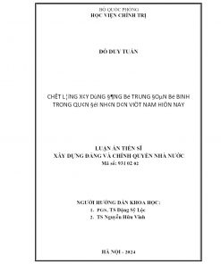 Chất Lượng Xây Dựng Đảng Bộ Trung Đoàn Bộ Binh Trong Quân Đội Nhân Dân Việt Nam Hiện Nay