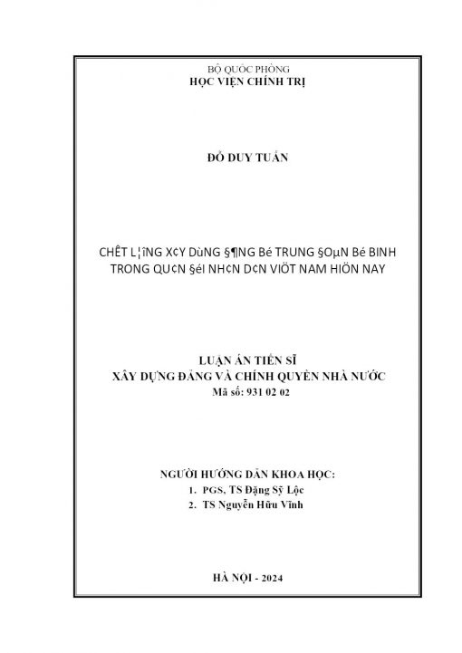 Chất Lượng Xây Dựng Đảng Bộ Trung Đoàn Bộ Binh Trong Quân Đội Nhân Dân Việt Nam Hiện Nay