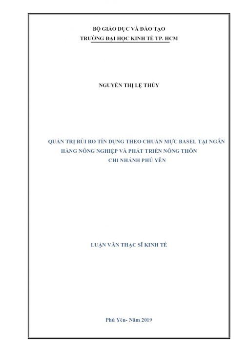 Quản Trị Rủi Ro Tín Dụng Theo Chuẩn Mực Basel Tại Ngân Hàng Nông Nghiệp Và Phát Triển Nông Thôn Chi Nhánh Phú Yên