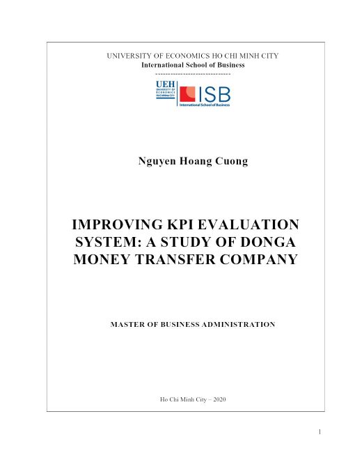 Improving KPI Evaluation System: A Study of Donga Money Transfer Company