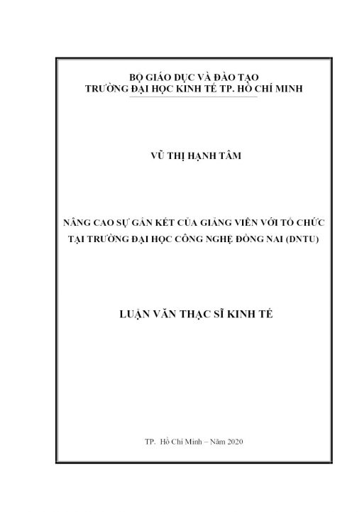 Nâng Cao Sự Gắn Kết Của Giảng Viên Với Tổ Chức Tại Trường Đại Học Công Nghệ Đồng Nai