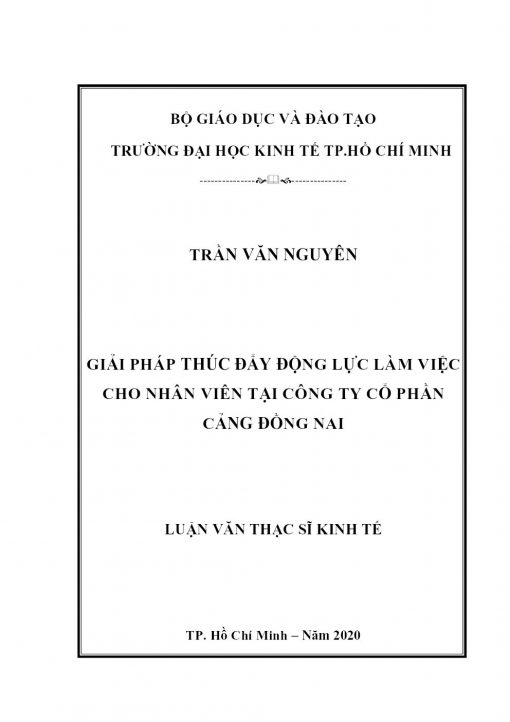 Giải Pháp Thúc Đẩy Động Lực Làm Việc Cho Nhân Viên Tại Công Ty Cổ Phần Cảng Đồng Nai