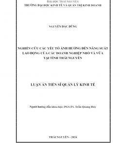 Nghiên Cứu Các Yếu Tố Ảnh Hưởng Đến Năng Suất Lao Động Của Các Doanh Nghiệp Nhỏ Và Vừa Tại Tỉnh Thái Nguyên