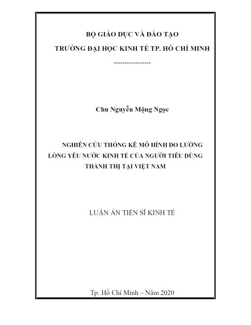 Nghiên Cứu Thống Kê Mô Hình Đo Lường Lòng Yêu Nước Kinh Tế Của Người Tiêu Dùng Thành Thị Tại Việt Nam