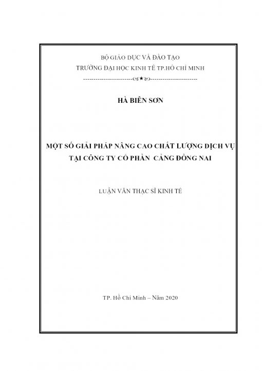 Một Số Giải Pháp Nâng Cao Chất Lượng Dịch Vụ Tại Công Ty Cổ Phần Cảng Đồng Nai