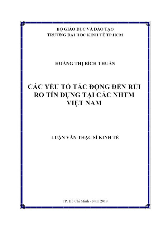 Các Yếu Tố Tác Động Đến Rủi Ro Tín Dụng Tại Các Nhtm Việt Nam