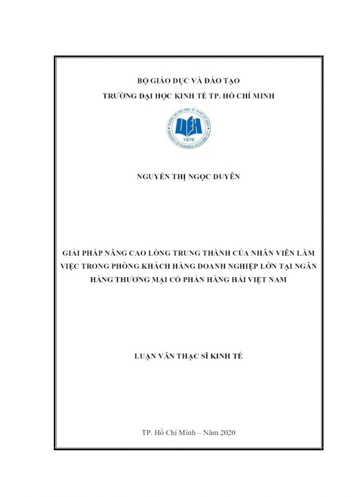 Giải Pháp Nâng Cao Lòng Trung Thành Của Nhân Viên Làm Việc Trong Phòng Khách Hàng Doanh Nghiệp Lớn Tại Ngân Hàng Thương Mại Cổ Phần Hàng Hải Việt Nam