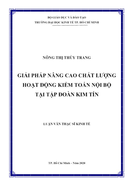 Giải Pháp Nâng Cao Chất Lượng Hoạt Động Kiểm Toán Nội Bộ Tại Tập Đoàn Kim Tín