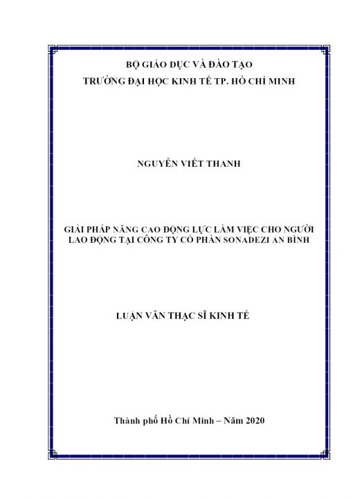 Giải Pháp Nâng Cao Động Lực Làm Việc Cho Người Lao Động Tại Công Ty Cổ Phần Sonadezi An Bình