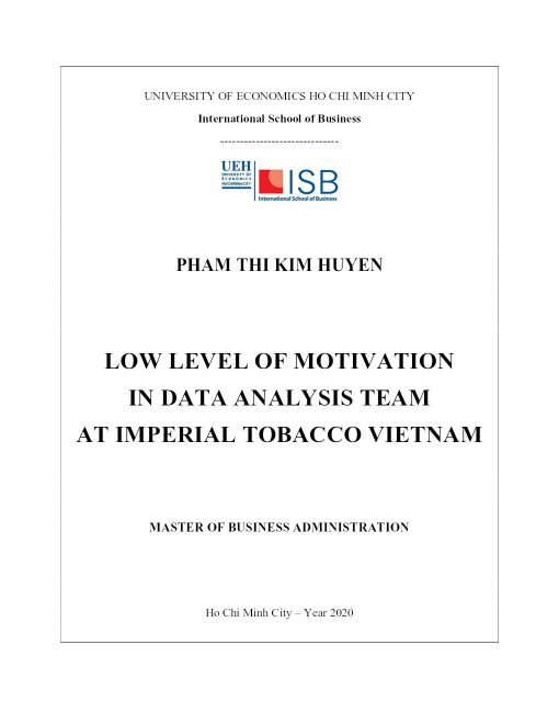 Low Level Of Motivation In Data Analysis Team At Imperial Tobacco Vietnam