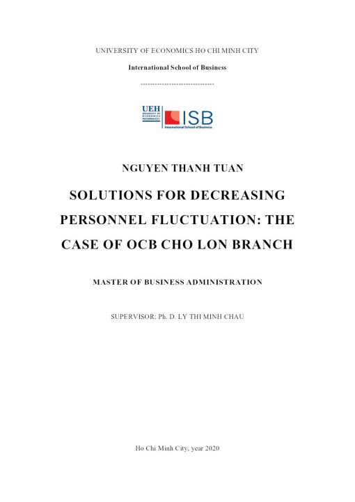 Solutions For Decreasing Personnel Fluctuation: The Case Of Ocb Cho Lon Branch