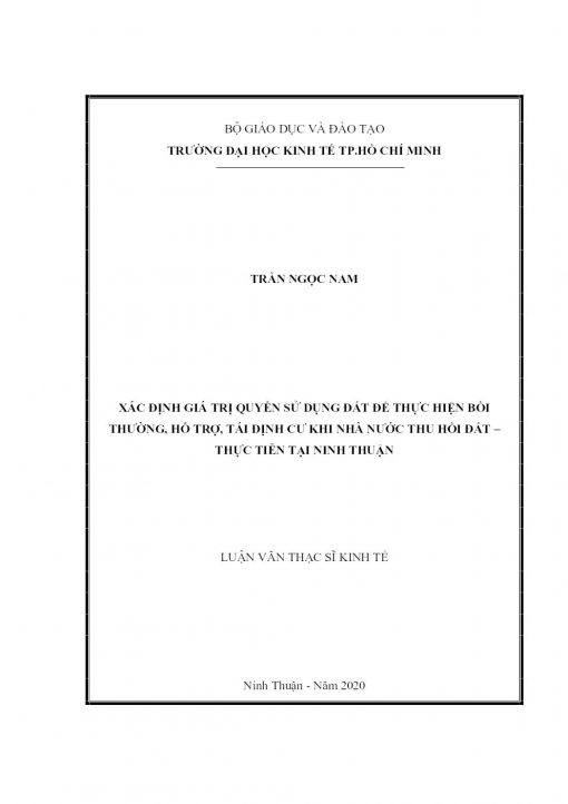 Xác định giá trị quyền sử dụng đất để thực hiện bồi thường, hỗ trợ, tái định cư khi Nhà nước thu hồi đất – Thực tiễn tại Ninh Thuận