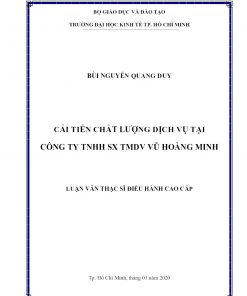 Cải Tiến Chất Lượng Dịch Vụ Tại Công Ty TNHH SX TMDV Vũ Hoàng Minh