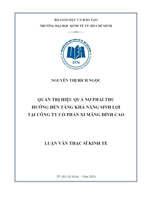 Quản Trị Hiệu Quả Nợ Phải Thu Hướng Đến Tăng Khả Năng Sinh Lợi Tại Công Ty Cổ Phần Xi Măng Đỉnh Cao