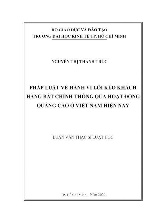 Pháp Luật Về Hành Vi Lôi Kéo Khách Hàng Bất Chính Thông Qua Hoạt Động Quảng Cáo Ở Việt Nam Hiện Nay