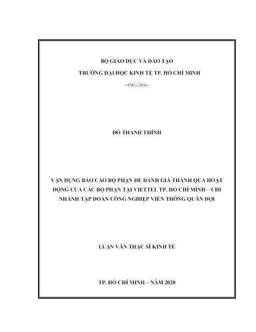 Vận dụng báo cáo bộ phận để đánh giá thành quả hoạt động của các bộ phận tại Viettel TP. Hồ Chí Minh – Chi nhánh tập đoàn công nghiệp viễn thông quân đội