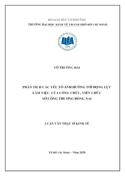 Phân Tích Các Yếu Tố Ảnh Hưởng Tới Động Lực Làm Việc Của Công Chức, Viên Chức Sở Công Thương Đồng Nai