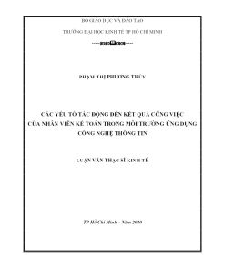 Các Yếu Tố Tác Động Đến Kết Quả Công Việc Của Nhân Viên Kế Toán Trong Môi Trường Ứng Dụng Công Nghệ Thông Tin