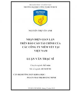 Nhận Diện Gian Lận Trên Báo Cáo Tài Chính Của Các Công Ty Niêm Yết Tại Việt Nam